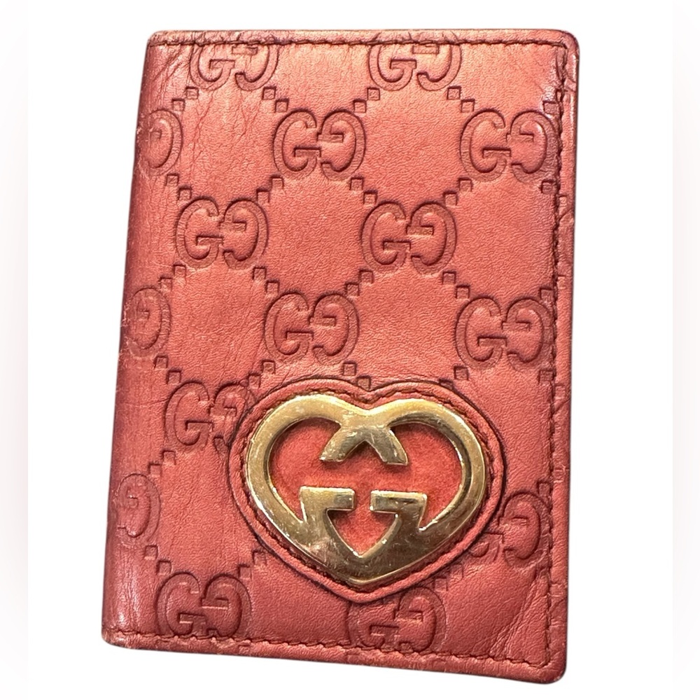 Gucci Guccissima Leather Heart Card Holder